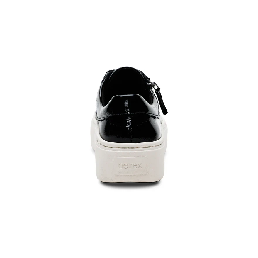 AETREX- WOMEN'S AUBREY ARCH SUPPORT PLATFORM BLACK PATENT SNEAKER - Image 3