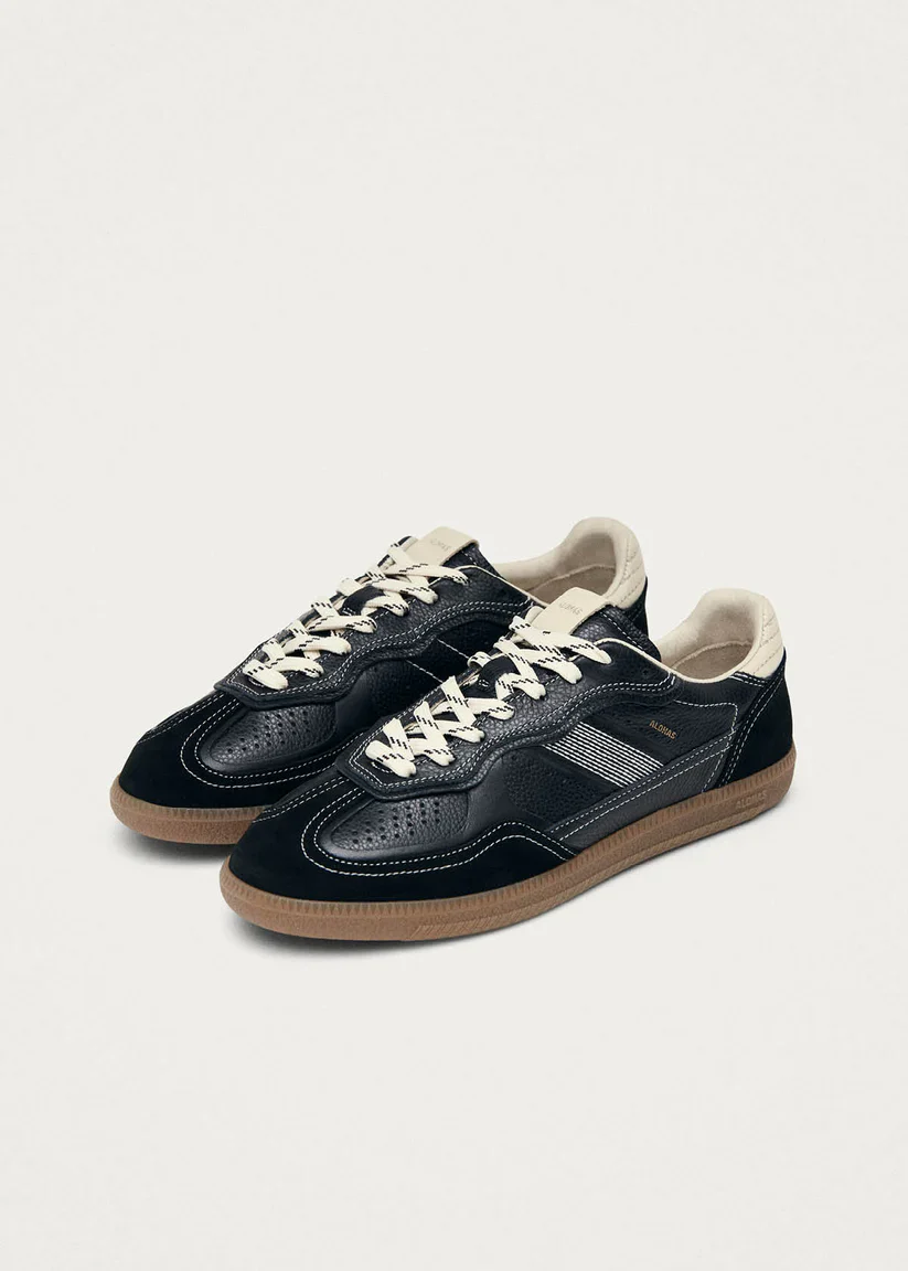 ALOHAS - WOMEN'S RIFE GRAIN WHITE BLACL LEATHER SNEAKER - Image 2