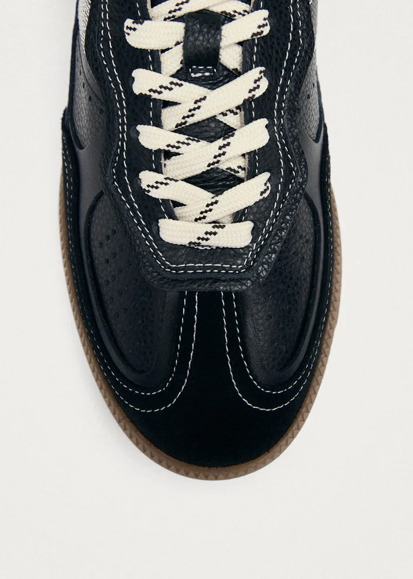 ALOHAS - WOMEN'S RIFE GRAIN WHITE BLACL LEATHER SNEAKER - Image 4