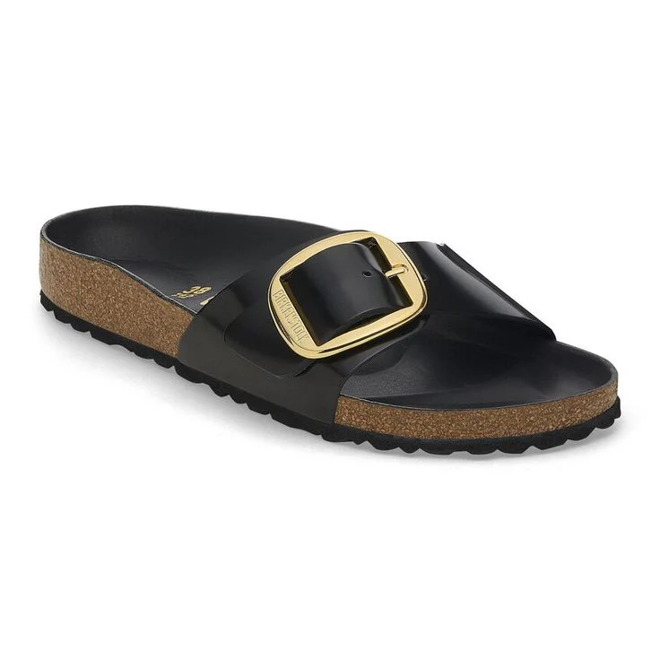 BIRKENSTOCK- MADRID BIG BUCKLE NATURAL LEATHER PATENT SANDAL - Image 2