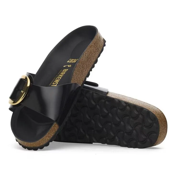 BIRKENSTOCK- MADRID BIG BUCKLE NATURAL LEATHER PATENT SANDAL - Image 4