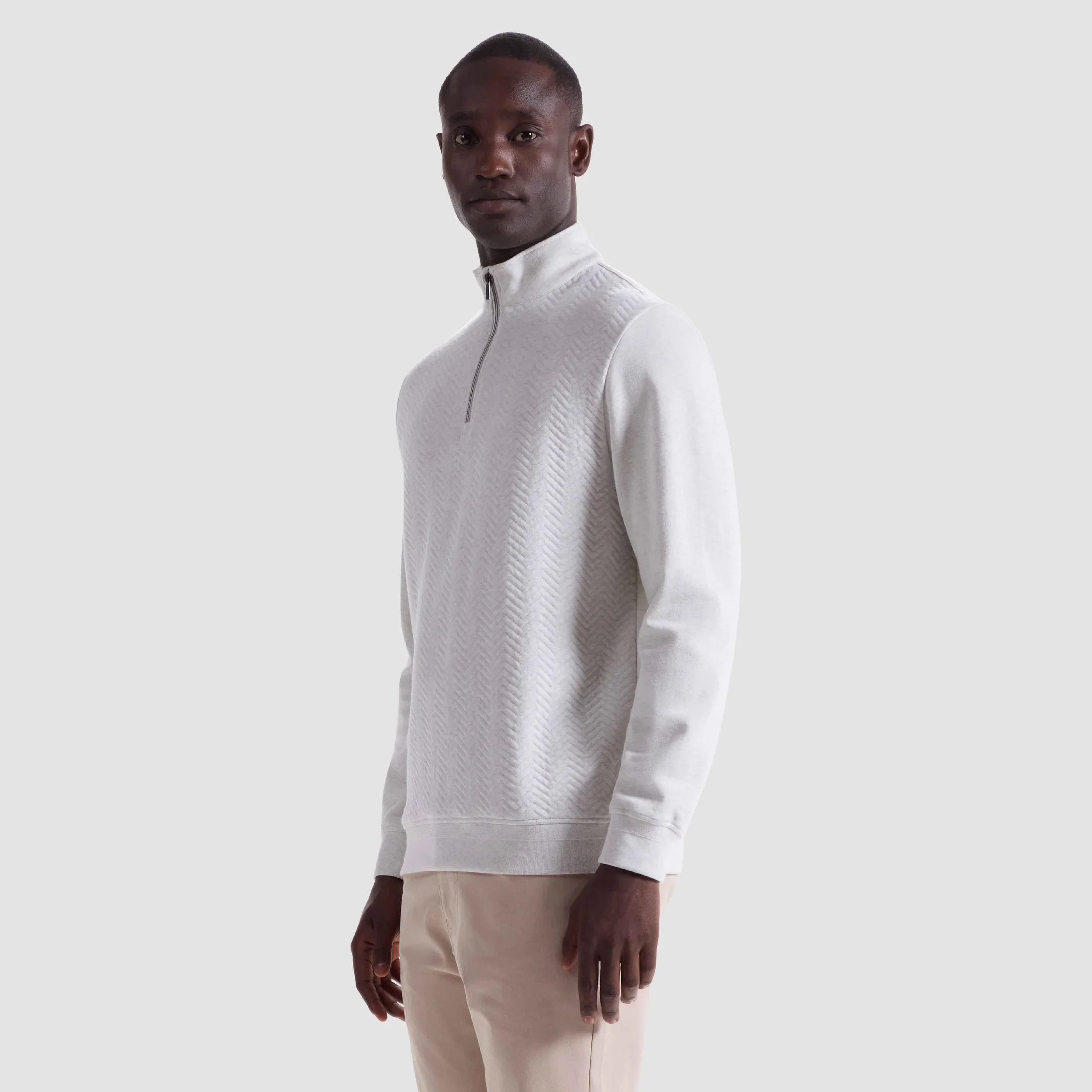 BUGATCHI - MENS Chevron Melange Quarter Zip Pullover - Image 3
