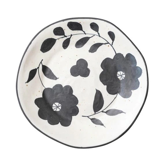CREATIVE CO-OP- HAND-PAINTED STONEWARE FLORAL PLATE
