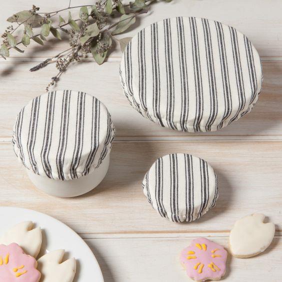 DANICA- Ticking Stripe Save It Mini Bowl Cover Set of 3 - Image 2