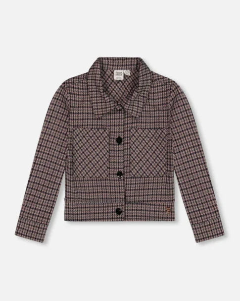 DEUX PAR DEUX- KIDS' JACQUARD HOUNDSTOOTH PATTERN KNIIT JACKET - Image 2