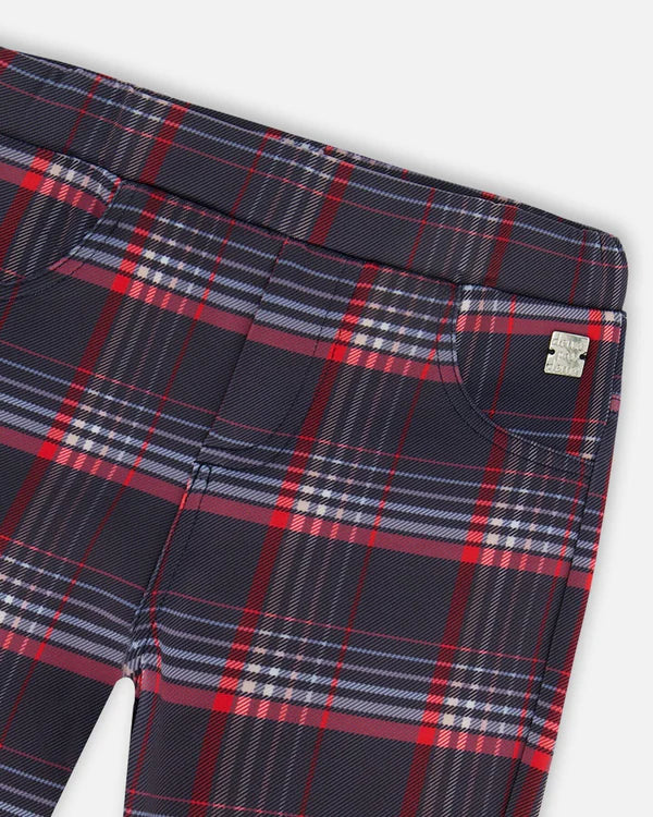 DEUX PAR DEUX- KIDS' MILANO RED AND NAVY PLAID TREGGINGS PANT - Image 5