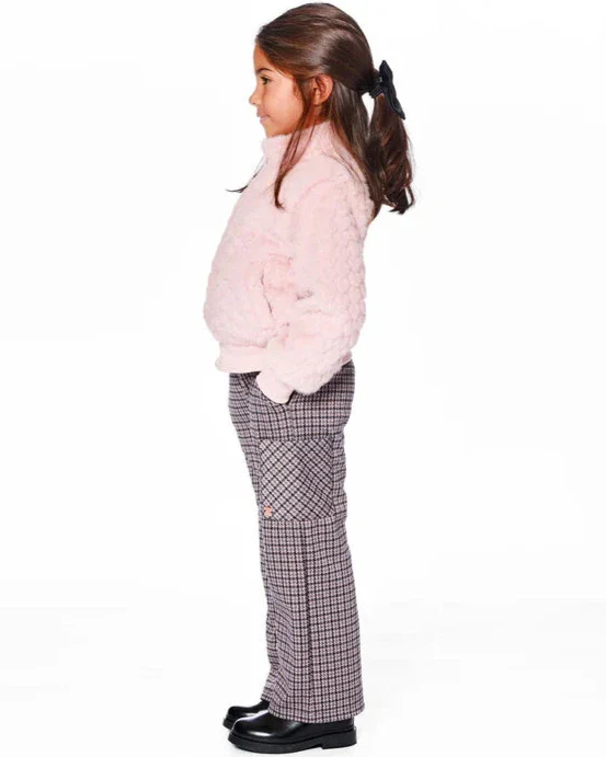 DEUX PAR DEUX- KIDS' JACQUARD HOUNDSTOOTH PATTERN KNIT FLARE PANTS - Image 2