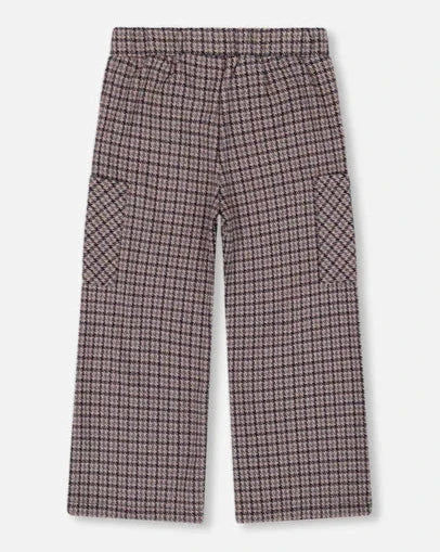 DEUX PAR DEUX- KIDS' JACQUARD HOUNDSTOOTH PATTERN KNIT FLARE PANTS - Image 3