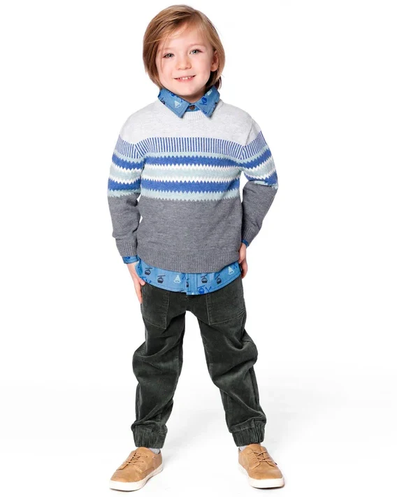 DEUX PAR DEUX- KIDS' FOREST GREEN STRETCH CORDUROY JOGGER PANT - Image 3