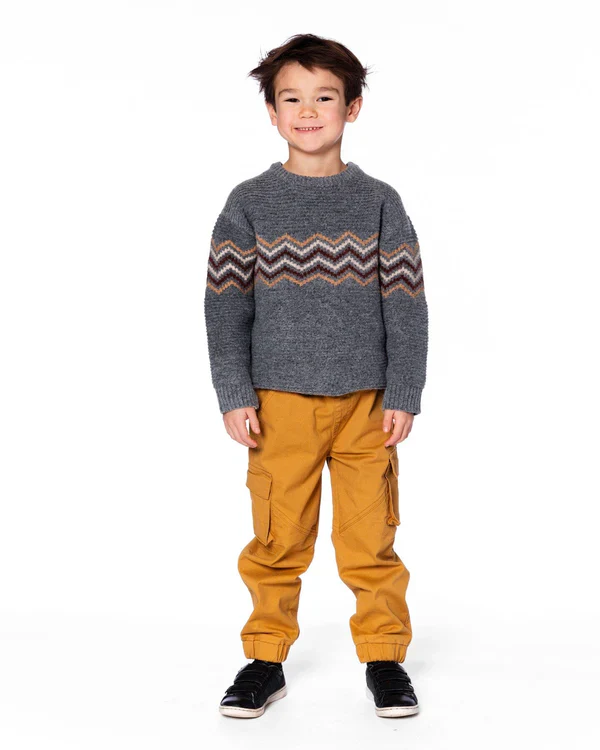 DEUX PAR DEUX- KIDS' DARK HEATHER GRAY KNIT SWEATER - Image 3