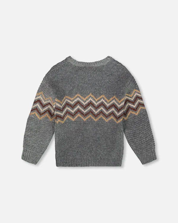 DEUX PAR DEUX- KIDS' DARK HEATHER GRAY KNIT SWEATER - Image 4