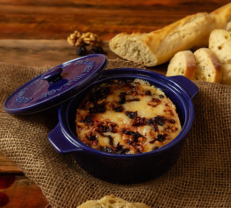 GOURMET DU VILLAGE- NAVY BLUE CERAMIC BAKER GIFT SET WITH CHERRY WALNUT BRIE TOPPING - Image 2