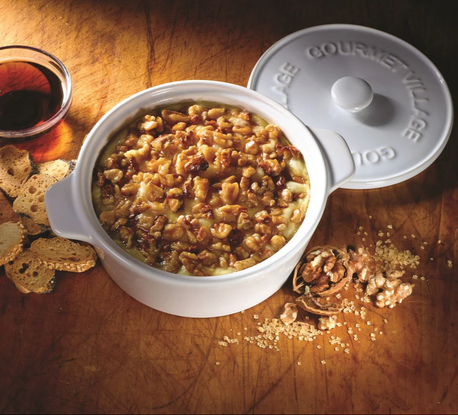 GOURMET DU VILLAGE- WHITE CERAMIC BAKER GIFT SET WITH MAPLE WALNUT BRIE TOPPING - Image 2