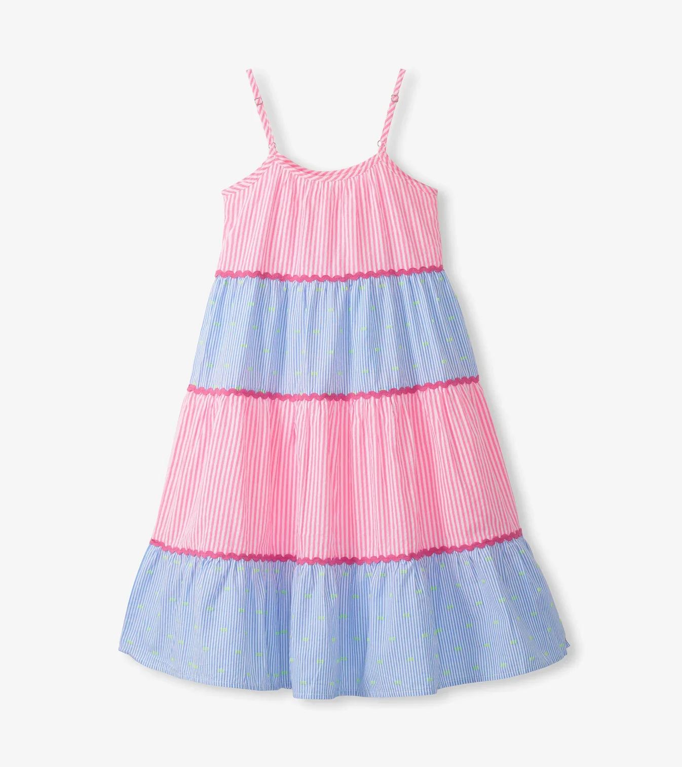 HATLEY -  KIDS MIXED SEERSUCKER STRAPPY MIDI DRESS - Image 4