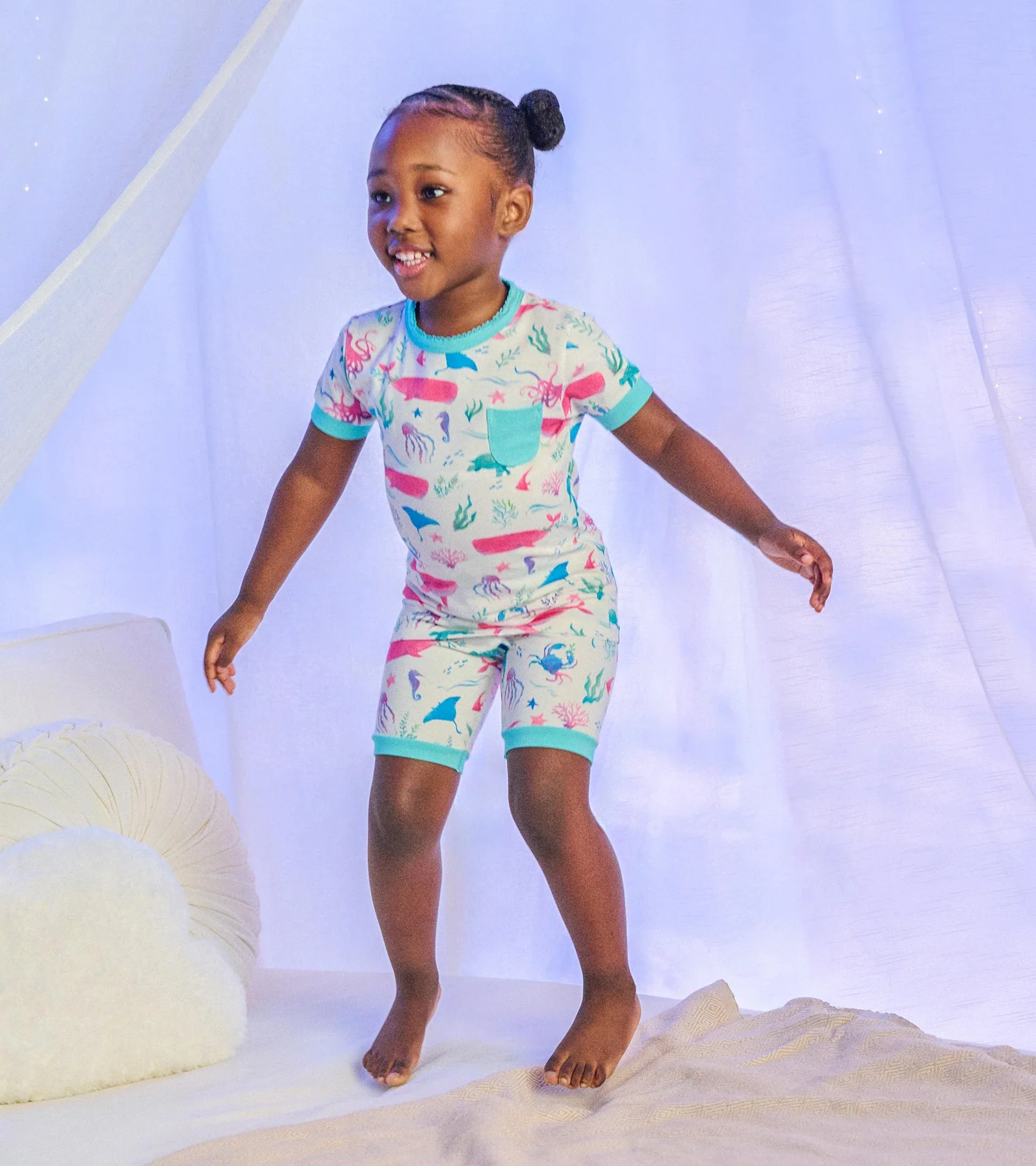 HATLEY -  KIDS PAINTED SEALIFE BAMBOO SHORT PAJAMA SET - Image 3