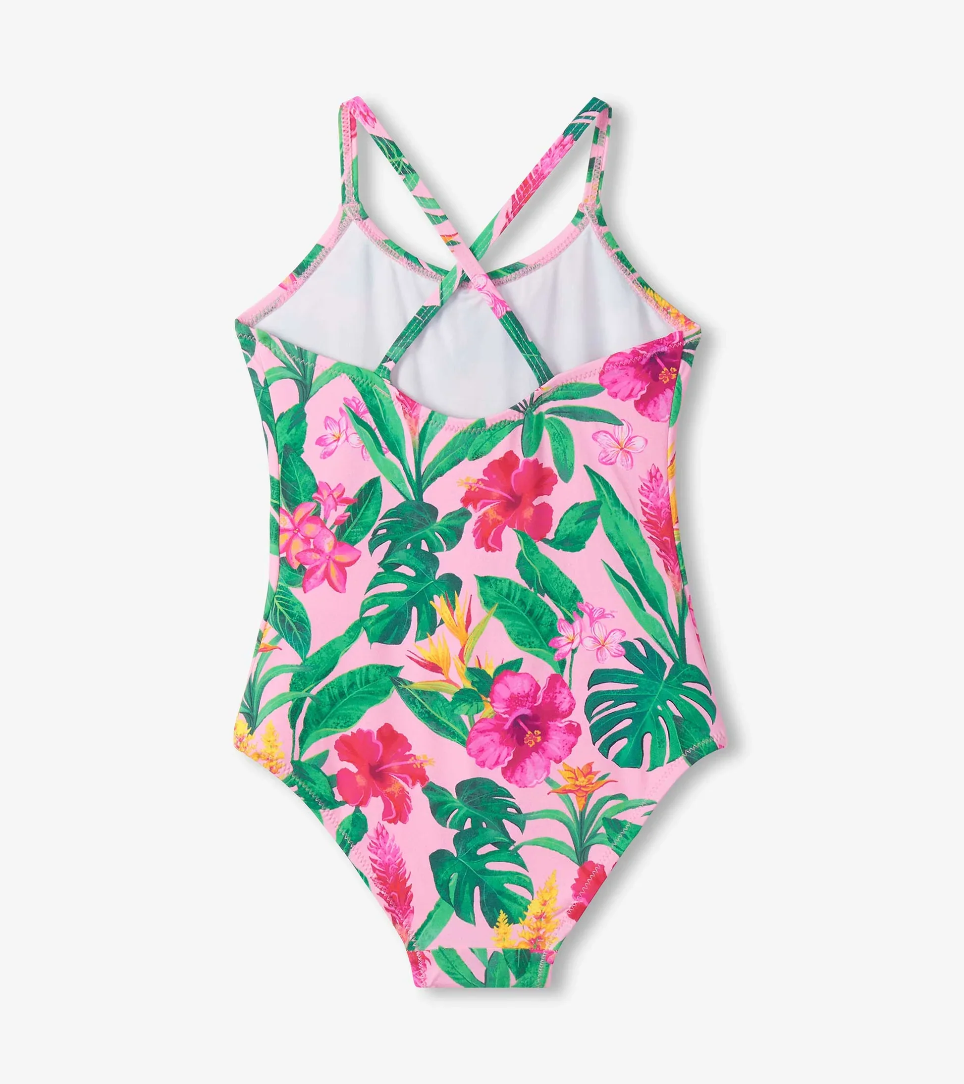HATLEY -  KIDS TROPICAL FLOWERS RUCHED FRONT SWIMSUIT - Image 2