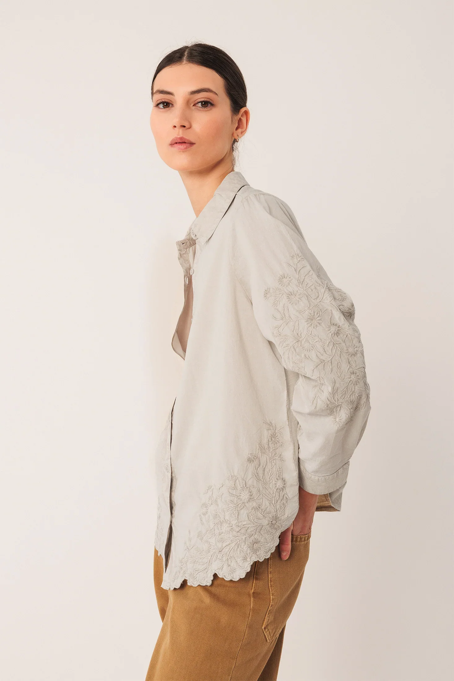 INDI & COLD- WOMEN'S EMBROIDERED VOILE SHIRT - Image 2