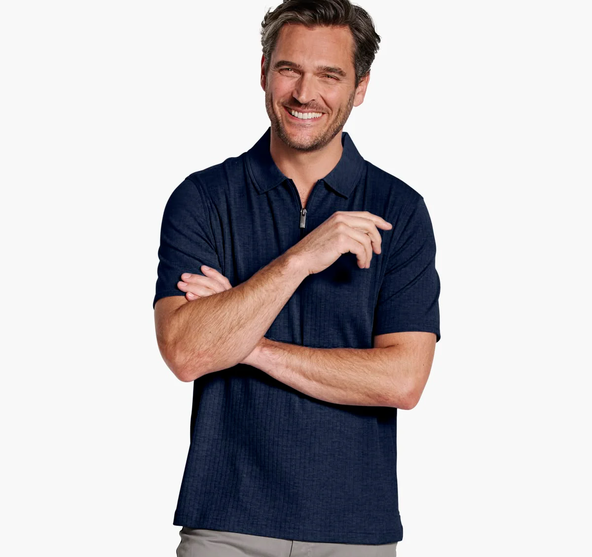 JOHNSTON & MURPHY - FINN RIBBED ZIP POLO - Image 2
