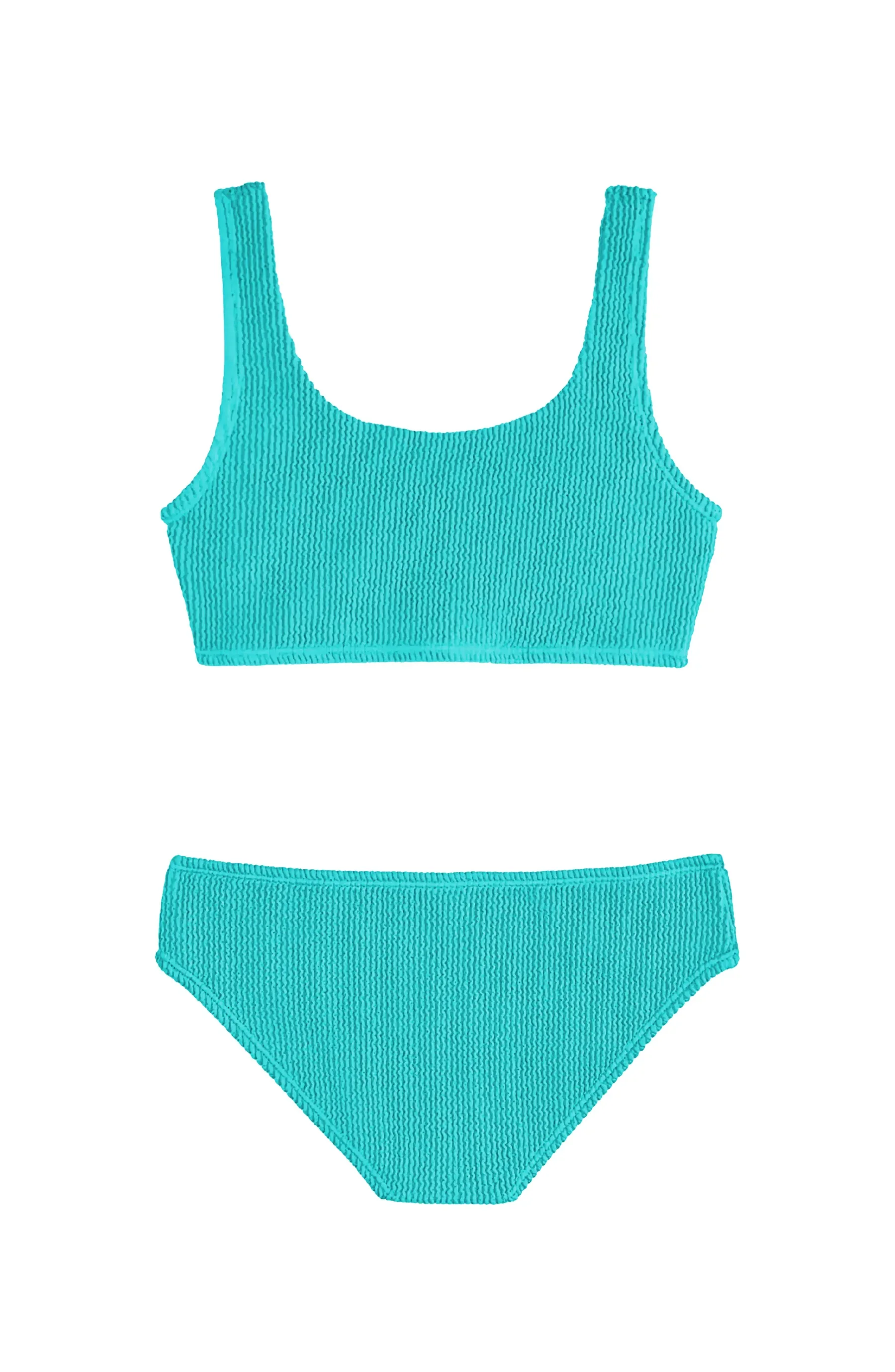 LIMEAPPLE -Fay Crinkle Tankini Two Piece Swimsuit - Turquoise - Image 2