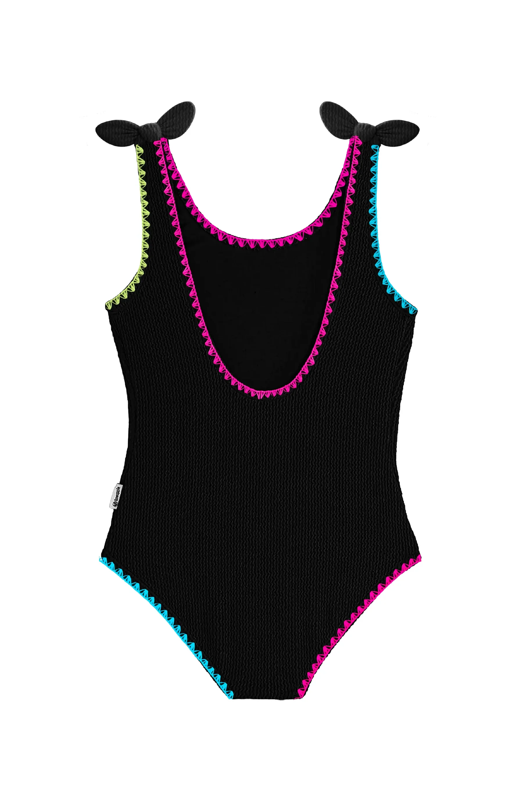 LIMEAPPLE -Kaya Crinkle Bow Tie One Piece - Embroidered - Image 2