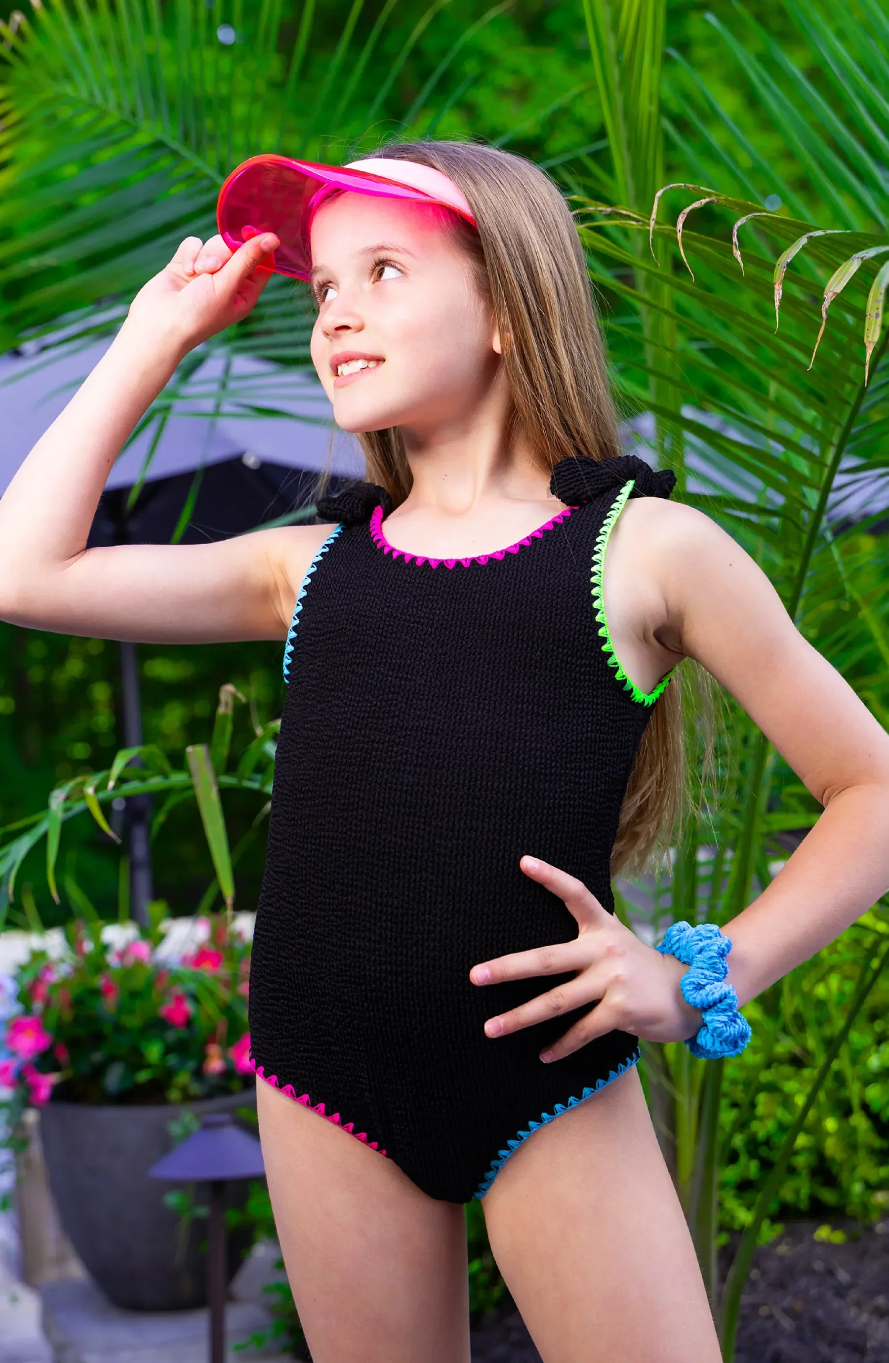 LIMEAPPLE -Kaya Crinkle Bow Tie One Piece - Embroidered - Image 3