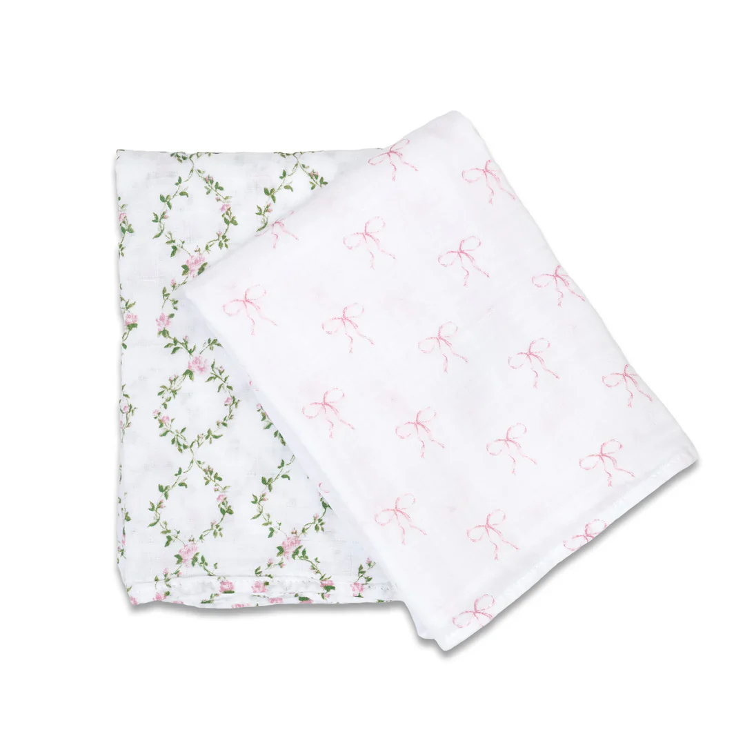 LULUJO - 2PK SWADDLE BOWS/ROSE - Image 2