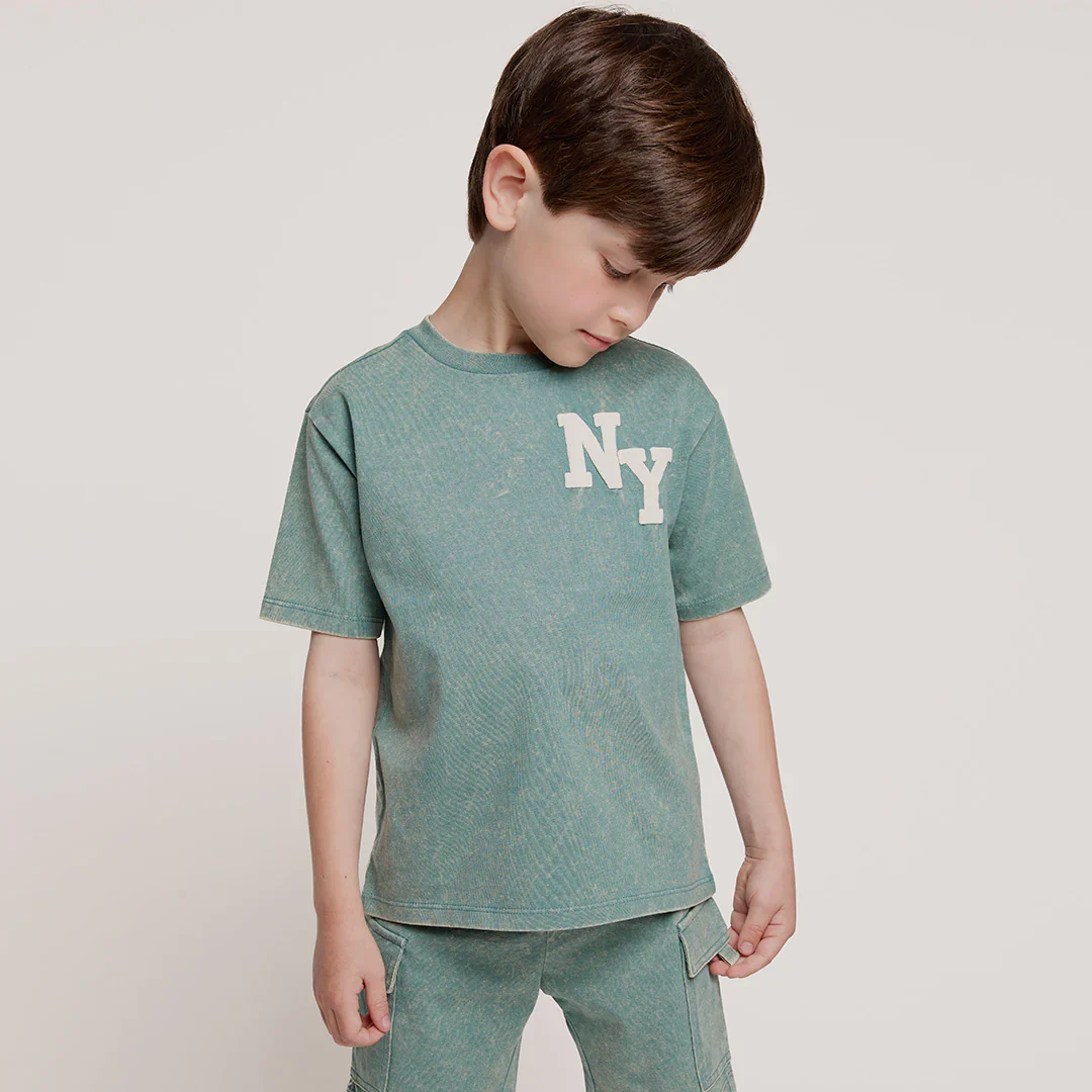 MILES THE LABEL - BOY S/S T-SHIRT KNIT-TEAL 26SMW03T04-Y - Image 3