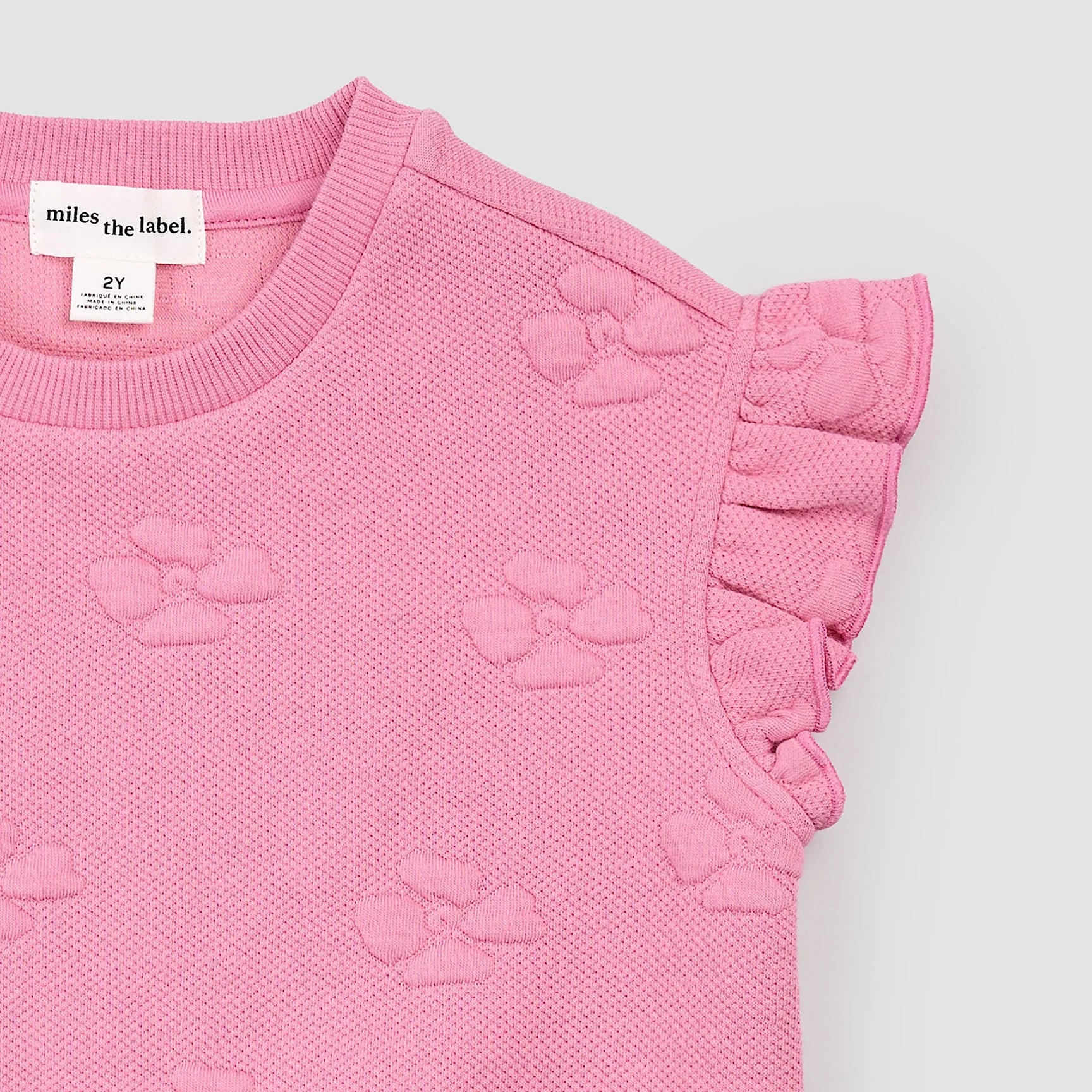 MILES THE LABEL - GIRL S/S TOP KNIT-PINK DK. 26RMW02T04-Y - Image 3