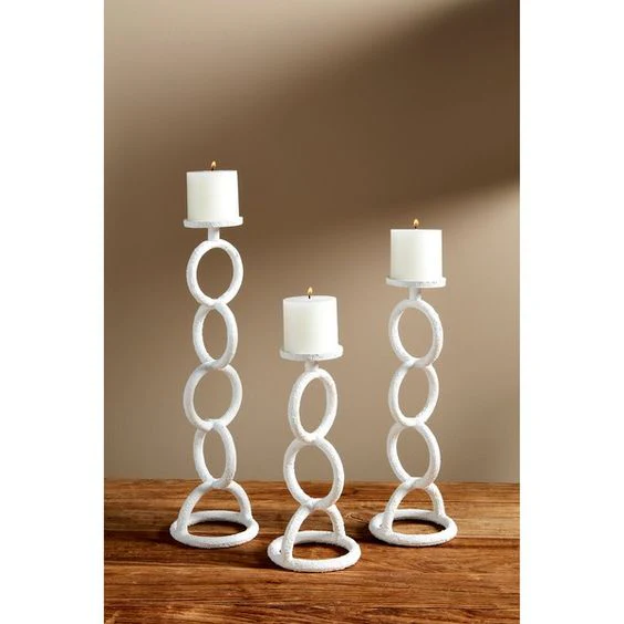 MUDPIE- WHITE LINK CANDLESTICK - Image 2