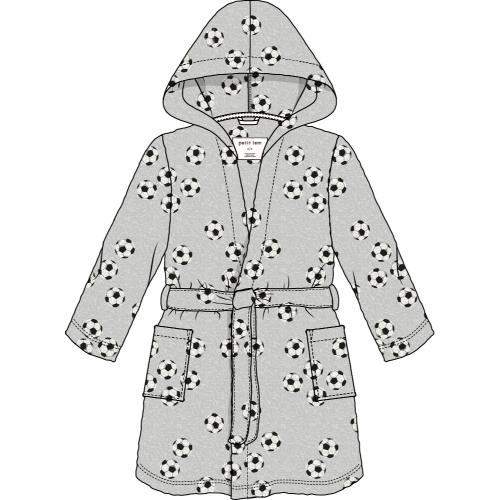 PETIT LEM- Kids Soccer Ball Print on Lunar Rock Plush Robe - Image 4
