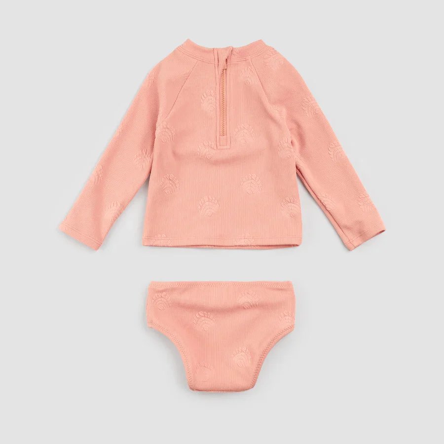 MILES THE LABEL- BABY RIBBED LONG-SLEEVE RASHGUARD SWIM SET - Image 3