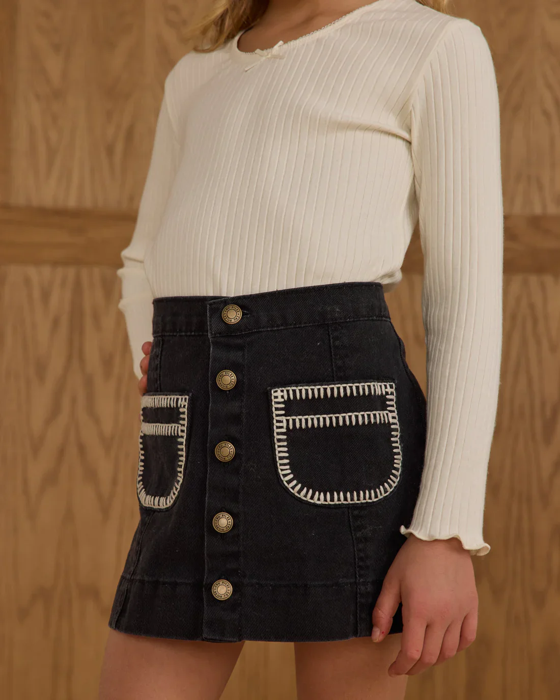 RYLEE + CRU- KIDS RIBBED LONG SLEEVE SHIRT - Image 3