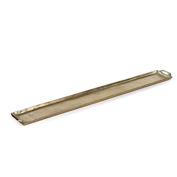 ZODAX- RECTANGULAR GOLD ALUMINUM TRAY - LARGE