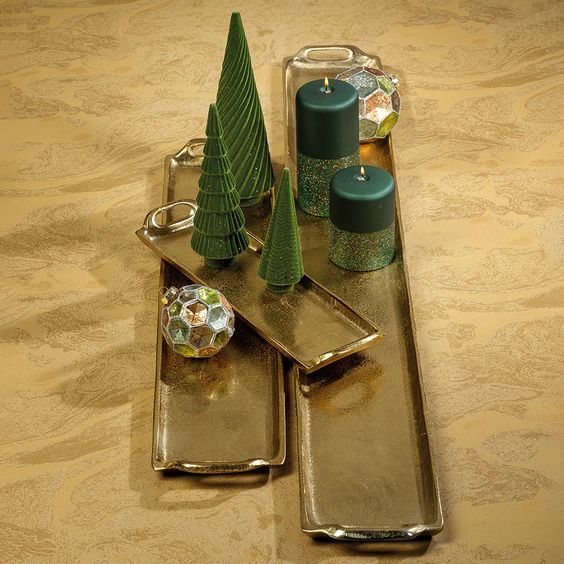 ZODAX- RECTANGULAR GOLD ALUMINUM TRAY - LARGE - Image 2