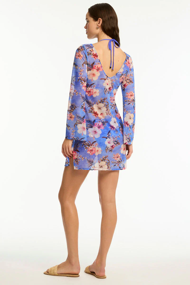 SEA LEVEL- WOMEN'S BLUE HAWAII MESH SHORT DRESS - Image 2