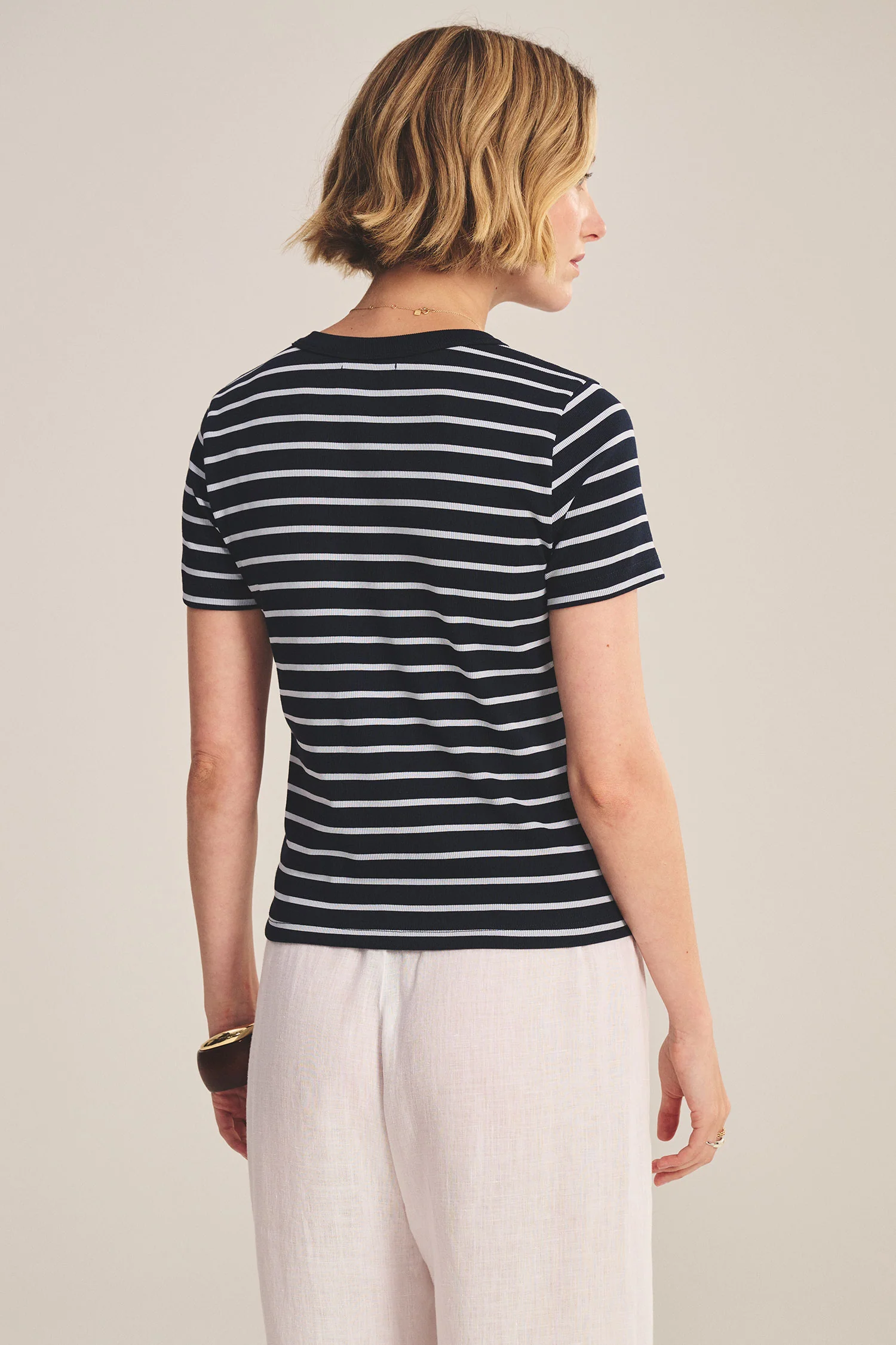 VELVET - STRIPE RIB & POPLIN MIX MEDIA TOP BRENDA07 - Image 5