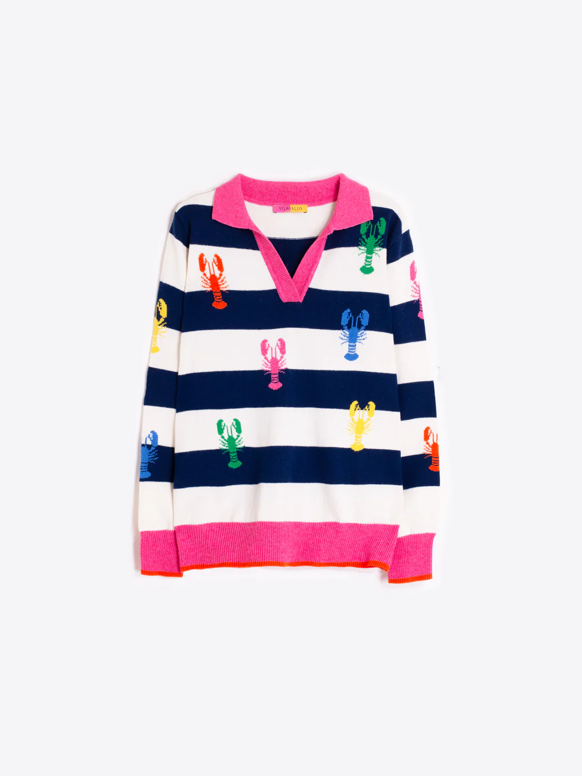 VILAGALLO - WOMEN'S JR C/POLO INTARSIA LANGOSTAS SWEATER - Image 3